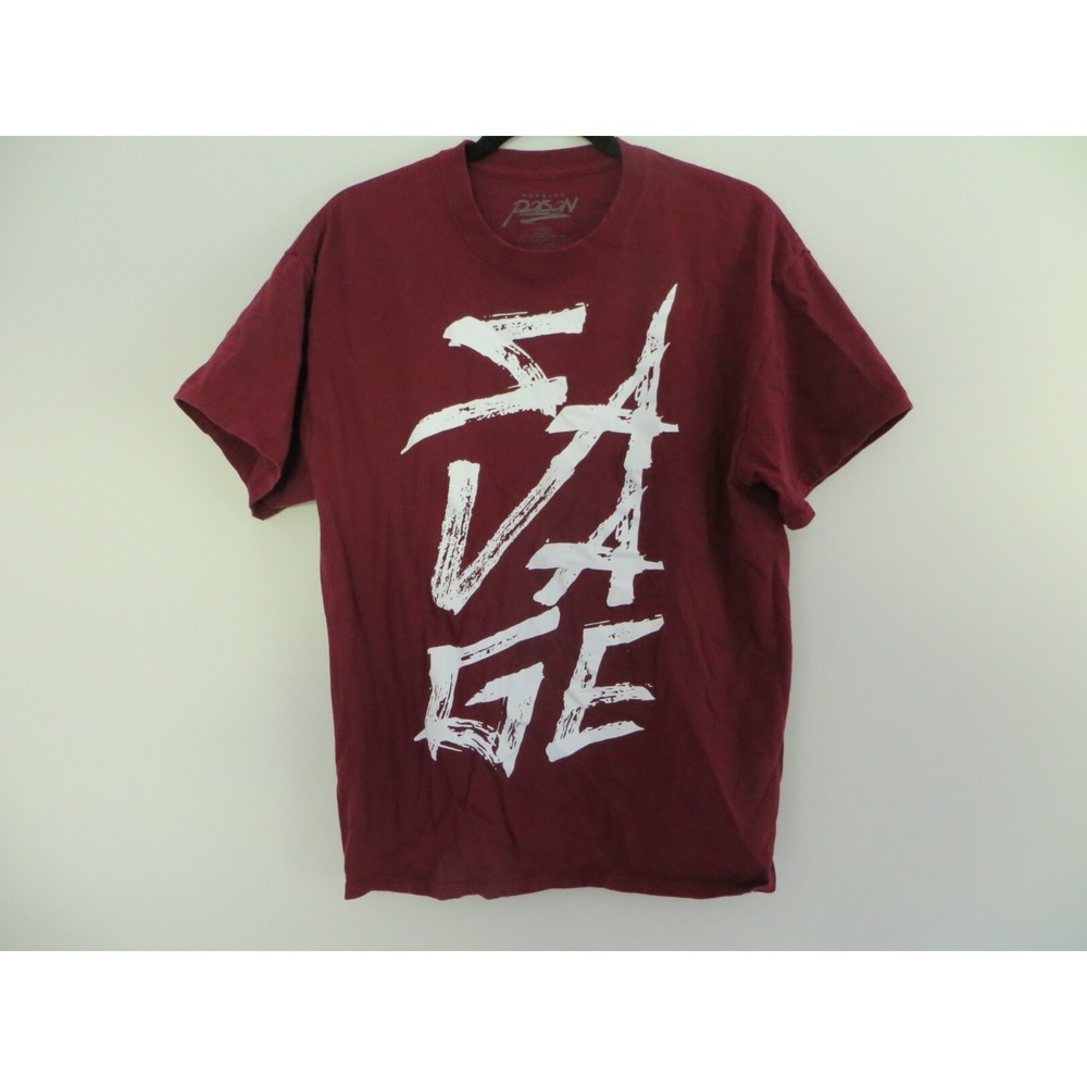 Popular Poison Men's Savage Maroon Graphic T-Shirt Size‎ L